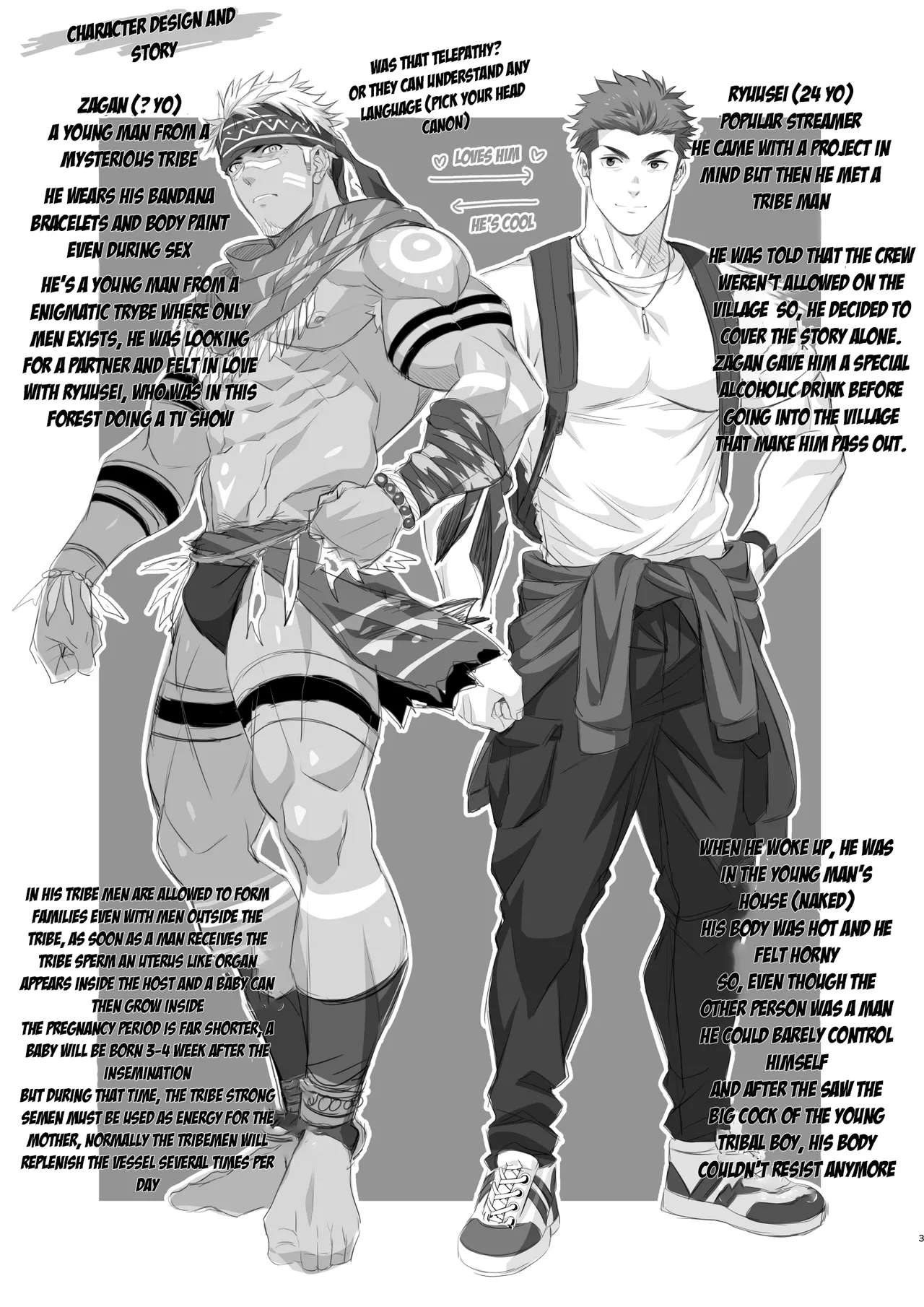 Yaoi porn manga Tribal Man & Streamer + OMAKE