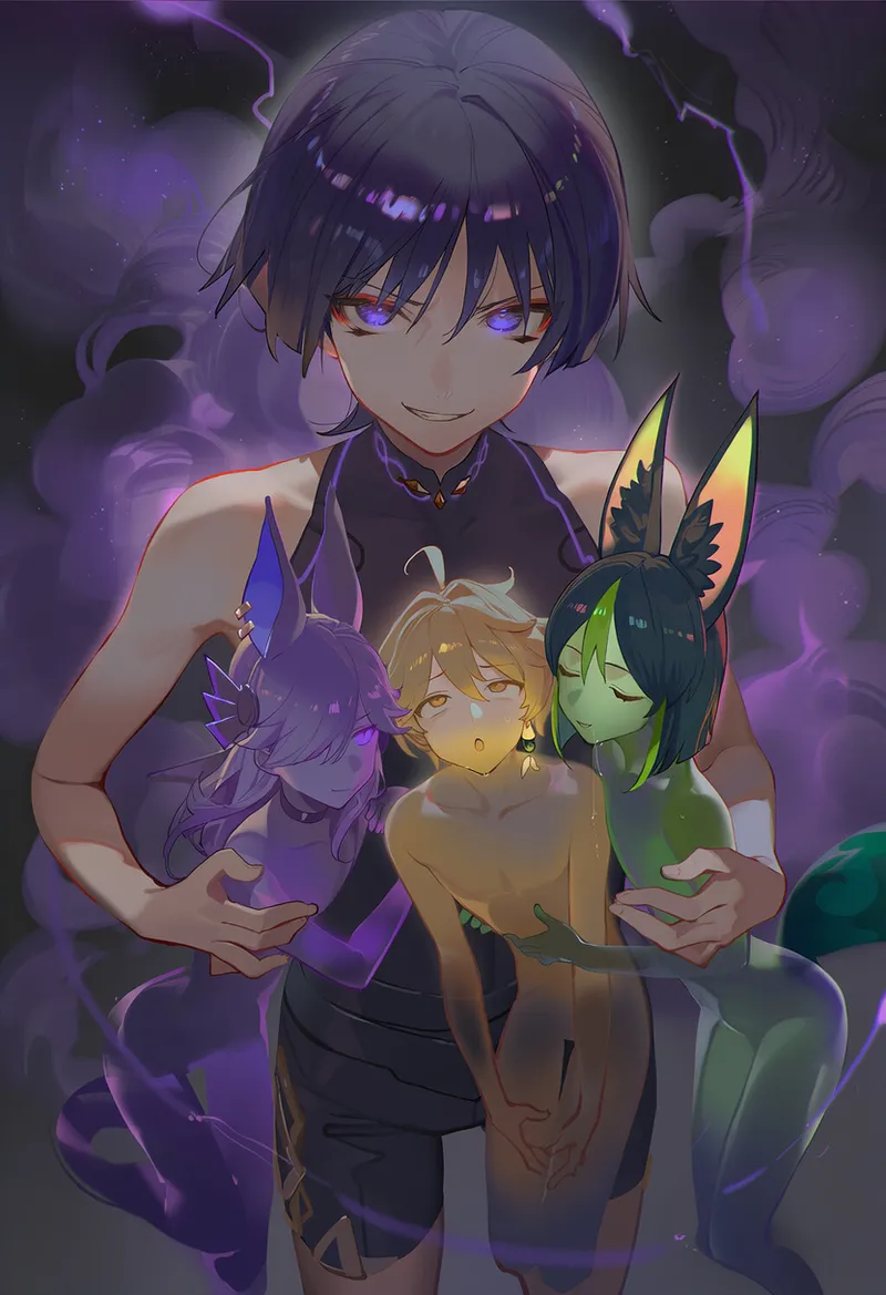 Yaoi porn arts Genshin Impact - Aether & Scaramouche & Tighnari & Cyno